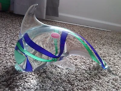 Beautiful Vintage Signed Bertotti Murano Clear Glass Art Sculpture Dolphin • $75