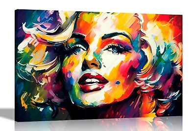 Happy Marilyn Monroe Abstract Painting Re Print Canvas Wall Pictures Art To Hang • £39.99