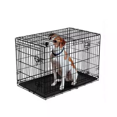   Double-Door Foldable Metal Wire Dog Crate With Divider Small 22  • $27.99