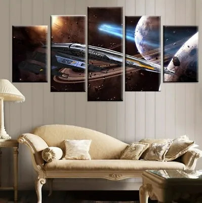 $75.02 • Buy 5Pcs Wall Art Canvas Painting Picture Home Decor Abstract Mass Effect Normandy