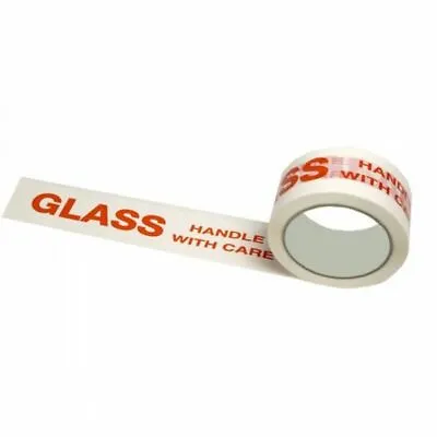 Glass Handle With Care Tape 48mm Wide X 66m Long Per Roll • £4.49