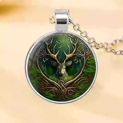 Gorgeous Elk Print Round Pendant Necklace Great Birthday Christmas Gift • $9.88