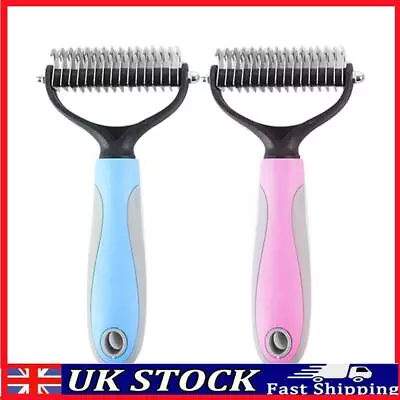 Pet Grooming Tool 2 Sided Undercoat Rake For Cats Dogs Safe Dematting Comb Brush • £6.79
