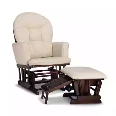 Parker Semi-Upholstered Glider And Nursing Ottoman Espresso/Beige Cleanable • $260.46