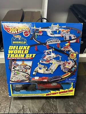 1999 MATTEL HOT WHEELS Deluxe World Train Car Set Original Box Factory Sealed • $450