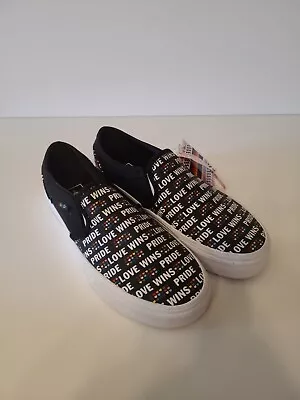 Vans Asher Pride  Love Wins  Women's Size 6.5 Slip-On Shoe Glitter LGBTQ • $40