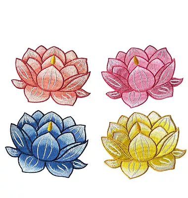 Lotus Flower Iron-on Patch Floral Embroidered Patch Lotus Applique's • £4.99