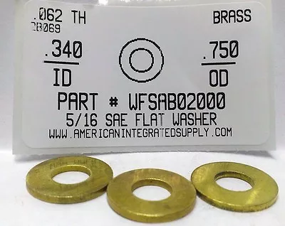 5/16S Flat Washers Solid Brass .340 IDx.750 ODx.062 TH (200) • £65.63