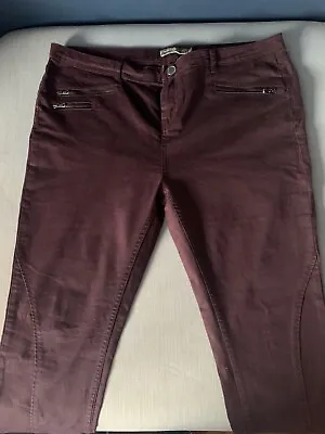 £15 • Buy Mint Velvet Dark Aubergine Jeans With Zip Detail Size 18R Brand New