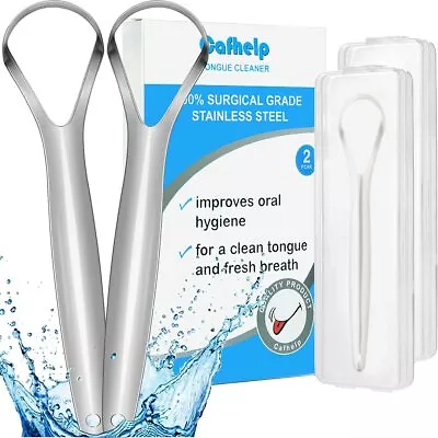 Cafhelp 2-Pack Tongue Scraper 100% Useful Surgical Stainless Steel Tongue Cl... • $8.79