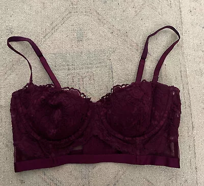 Victoria's Secret Very Sexy Multi-way Bra Floral Lace Plum Purple Sz 34C • $20