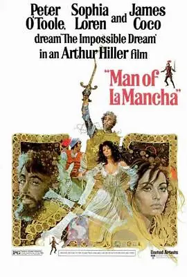 MAN OF LA MANCHA Movie POSTER 27 X 40 Peter O'Toole Sophia Loren James Coco C • $24.95