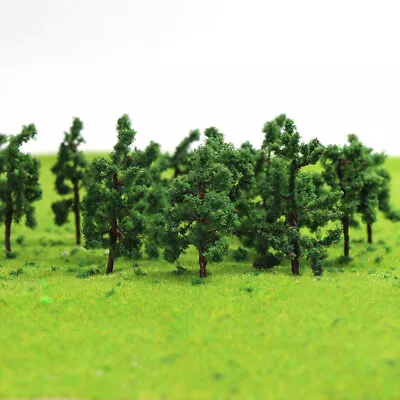 100pcs Model Trains Layout N Gauge 1:150 Deep Green Model Trees 30mm D3210 • £11.99