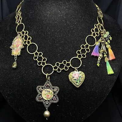 Necklace Lovely Michal NEGRIN Crystals Star Of David Hamsa Locked Baby Miniature • $170