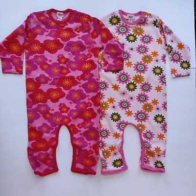 Lot Of 2 NWT Boutique Me Too Baby Girl Red Pink Long Sleeve Rompers 80 6M-9M • $29