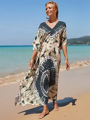 $24.99 • Buy AU SELLER Women Soft Cotton Oversized Kaftan Kimono Beach Dress Cover UP Dr216-3