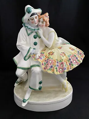 $799.99 • Buy **rare** Art Deco Goldscheider Pierrot And Columbine Lady Figurine - Austria