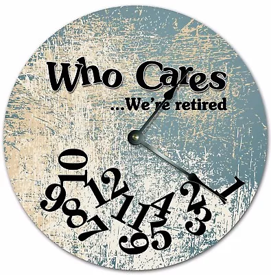 10.5  WHO CARES WERE RETIRED CHIPPED PAINTED FLOOR  - Large 10.5  Wall Cloc 4729 • $35.99