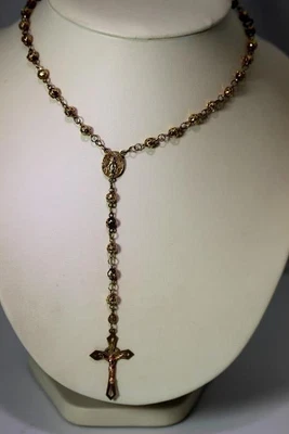 $644.99 • Buy Beautiful Mexican 10K Yellow & Pink Gold Rosary 27” – 8698