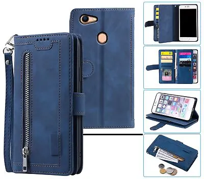 $13.50 • Buy Oppo A73 A75 F5 All In One Suede Wallet Case Front Zip Pocket Lanyard