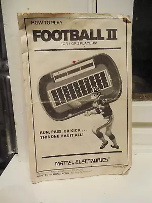 Vintage 1978 Mattel Electronics FOOTBALL 2 II Handheld Game **INSTRUCTIONS ONLY* • $9.99