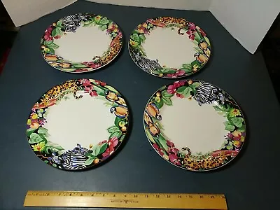 Vitromaster 1993 Rain Forest Sue Zipkin Tropical Lot Of 4 Dinner Plates 10 1/2  • $54.99