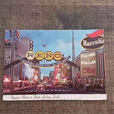 Postcard 1975 Virginia Street At Dusk Looking South Reno Nevada Posted • £4.87