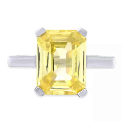Emerald Simulated Yellow Canary Vintage Top Russian Ring Solid 925 Sterling • $104.46