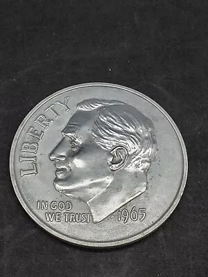Large 3 Inch Metal Dime Toy - Vintage 1965 Ten-Cent Play Currency Coin • $6.99