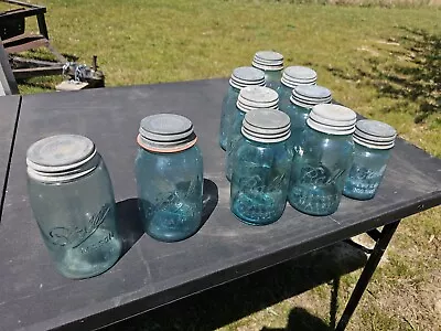 Vintage Blue Mason Jar Lot Ball Brand. 1900-1910 1910-1923 1923-1933 • $35