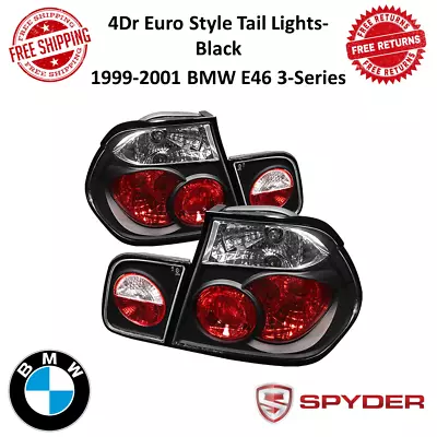 Spyder Euro Style Tail Lights Black Pair For 99-01 BMW E46 3-Series 4Dr #5000712 • $174.60