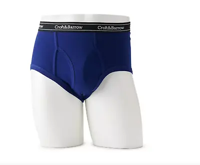 Men's Croft & Barrow 6-pack Solid Full-Cut Briefs 100% Cotton Underwear - Blue • $25