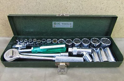 Nice! Vintage Sk Tools No.4224 Usa 24 Pc 1/4  & 3/8  Drive Sae Socket Set S K • $129.95