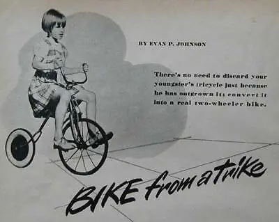 Convert A Tricycle Into A Bicycle 1946 Vintage How-To Build PLANS • £5.73