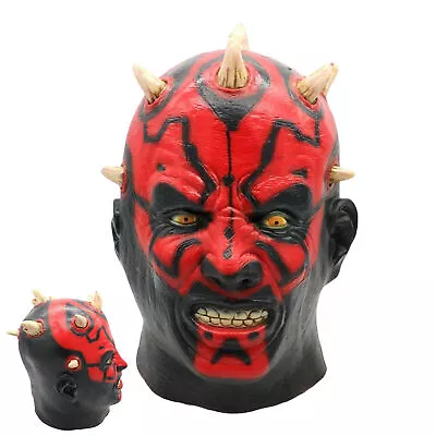 Scary Darth Maul Mask Creepy Halloween Devil Horror Full Head Cover Headgear • £20.75