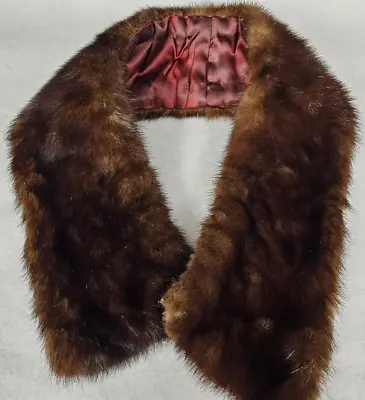 Vintage Brown Mink Fur Collar Satin Lining 1940s 50s Estate Sale Find • $5.99