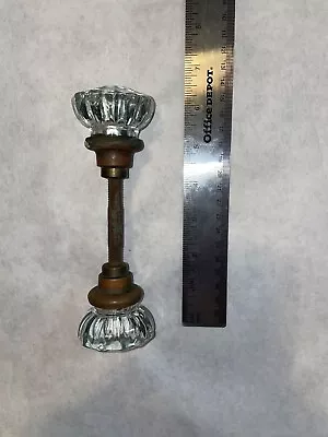 Vintage 12 Point Glass And Brass Door Knobs W/Spindle • $25