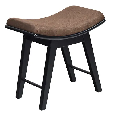 Make-Up Stool Dressing Chair With Curved Seat Cushion Wooden Desk Stool • £39.95