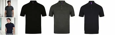 Men's Cotton Blend Fine Knit Short Sleeve Smart Polo Shirt H716 • £7.99