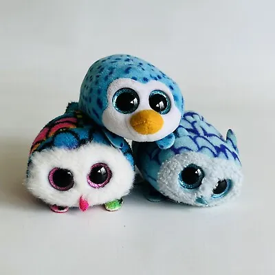 Ty Teeny Tys Beanie Soft Toy Bundle Owl Penguin Hootie Gus Mimi Stuffed Animals • £8