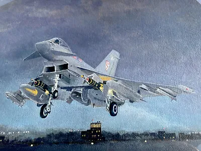 Robert Barcilon RAF Military Euro Fighter Typhoon Oil Painting Aviation Signed • £95