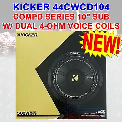 Kicker Compc 44cwcd104 500w 10 Inch Dual 4-ohm Car Subwoofer Car Sub Woofer New! • $39.99