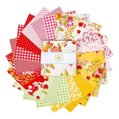 Charm Pack 5  Stacker 42pc Riley Blake  Picnic Florals  By My Minds Eye • $14.99