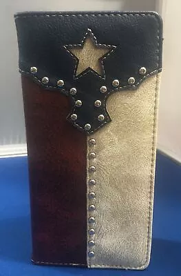 Texas Flag Mens Wallet Western Bifold Check Book Style Faux Leather • $15