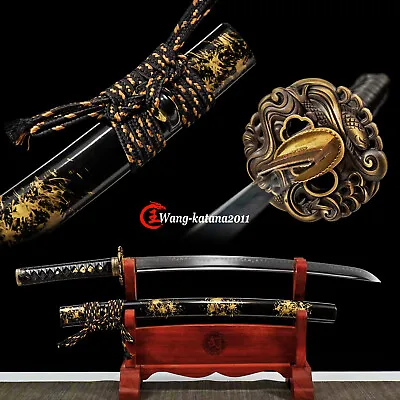 Wakizashi Clay Tempered T10 Carbon Steel Real Hamon Japanese Samurai Sharp Sword • $145