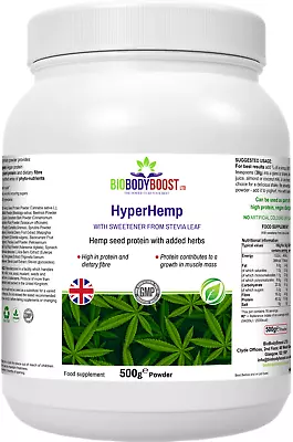 Hyper Hemp-Hemp Seed Protein-Superfoods-Herbs-BioBodyBoost UK-500g Vegan Powder • £20.99