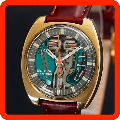 Vintage FULLY WORKS! BULOVA Accutron Spaceview M9 New Band Tuning Fork Watch • £727.98