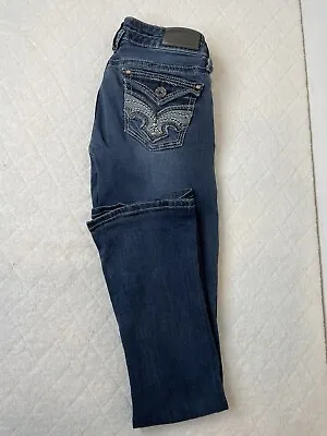 $14.95 • Buy Hydraulic Lola Curvy Denim Blue Jeans 3/4 Embellished Pockets