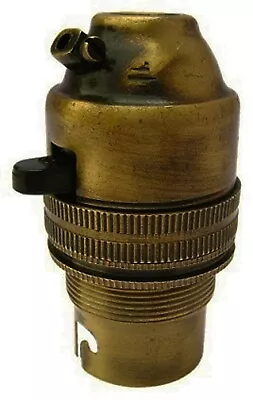 £7.49 • Buy BC B22 Light Bulb Lamp Holder M10, Earthed In Antique Brass, Switched (A38AB-M)