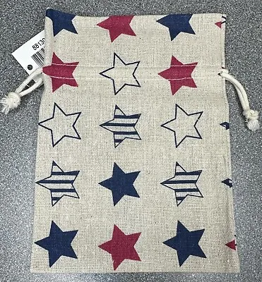  STARS   Cotton Drawstring Gift Bag 13cm X 13cm  Sold In Packs Of 4 - NEW • £5.99